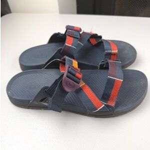 Chaco Chillos Slide Sandals Womens 8 Navy Blue Multi Color Striped LUVSEAT Arch